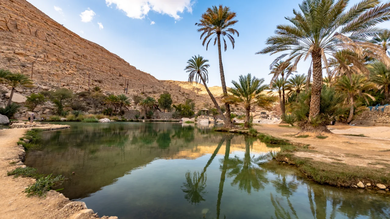 Palm-fringed emerald pools of Wadi Bani Khalid