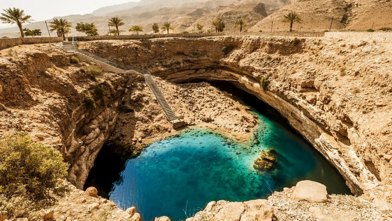 Turquoise water inside the Bimmah Sinkhole